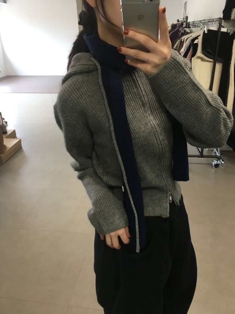 Knit Hoodie Zip-Up (3color)