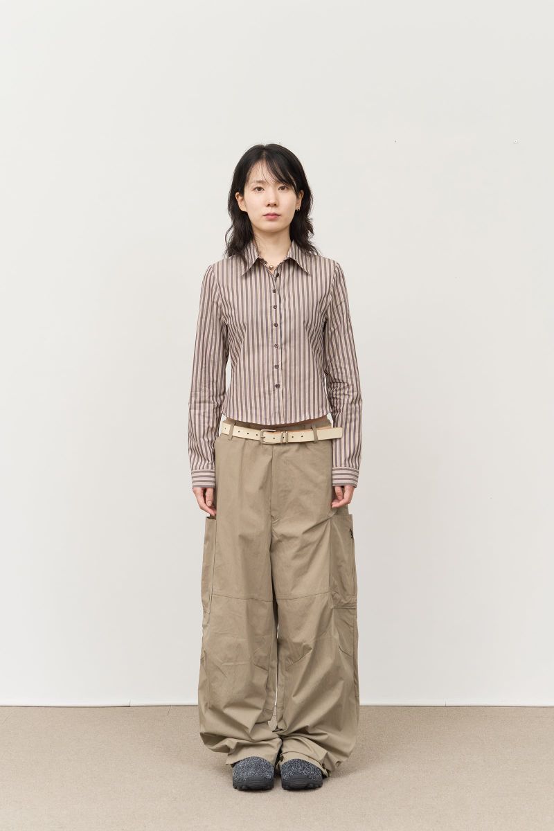 (W) Leaf Striped Shirt (2color)