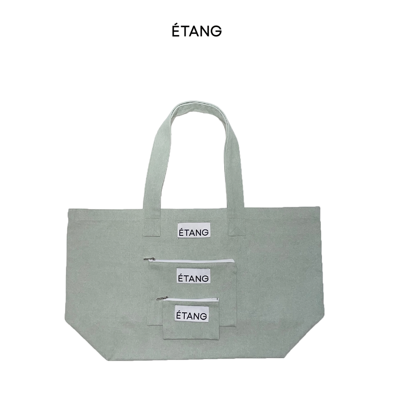 Étang Denim Pouch set | Green