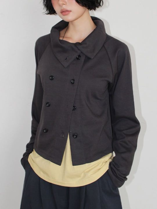 DOUBLE HIGH-NECK CARDIGAN