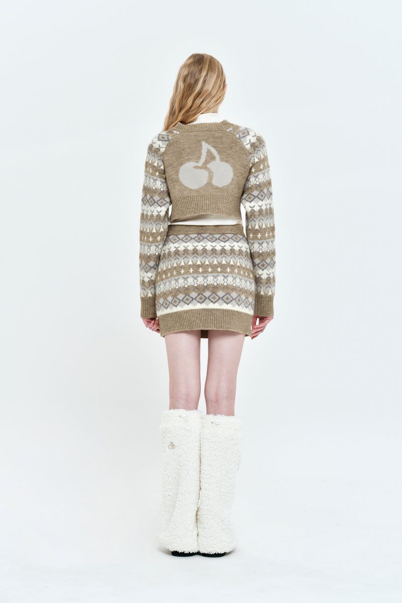 FAIR ISLE KNIT MINI SKIRT [SAND]