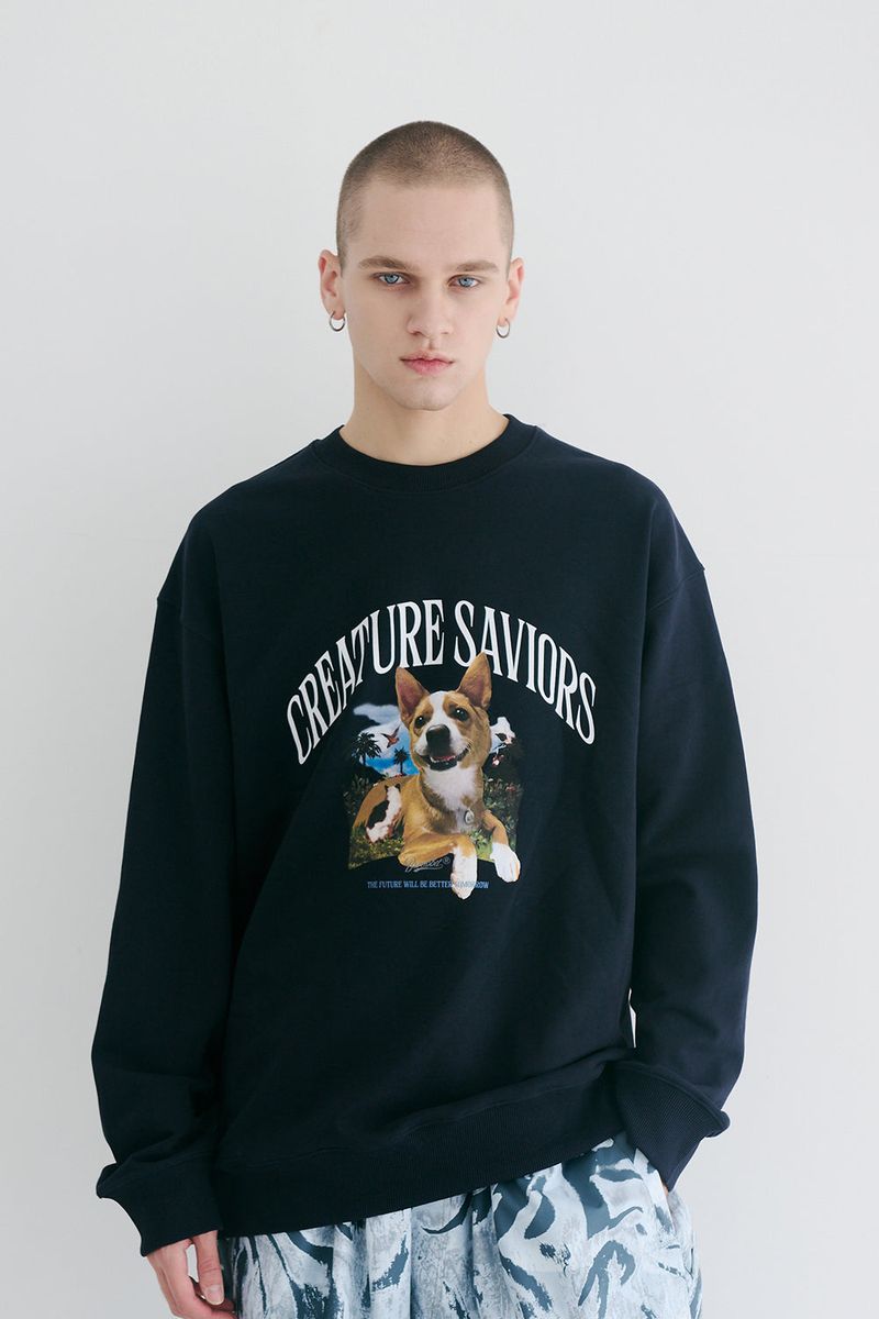 BSRABBIT(ビエスラビット)の「BSR2223FWPO067 LUCKY JUNGLE CREWNECK NAVY(Tops)」