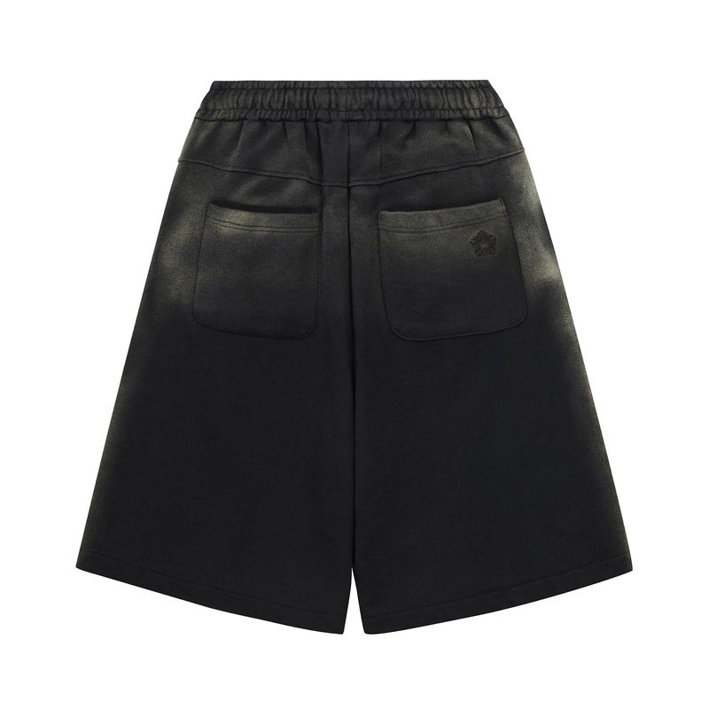 [ULKIN] Bleach Washing Stud Bermuda Sweat Shorts_Black