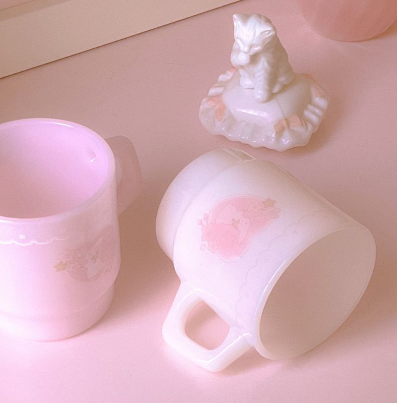 Cherry blossom  rabbit ♡ milk glass mug