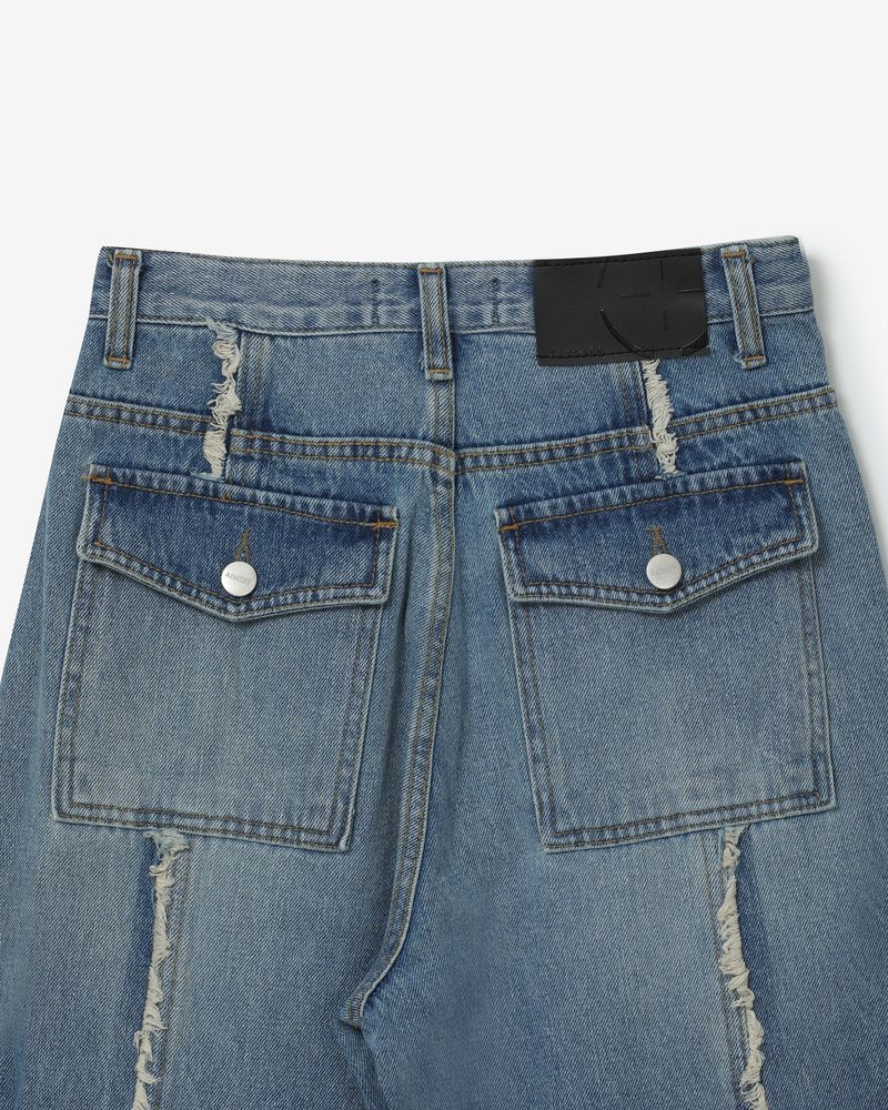 Diagonal fringe denim [ midium blue ]