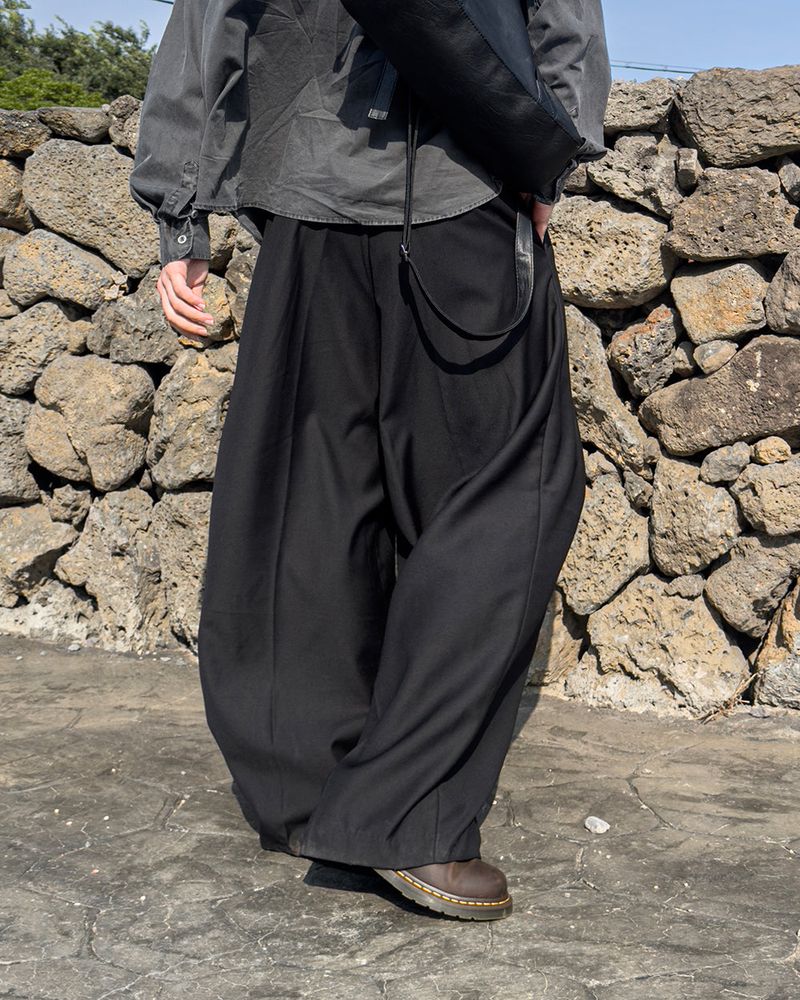 Drape Belted Wide Slacks