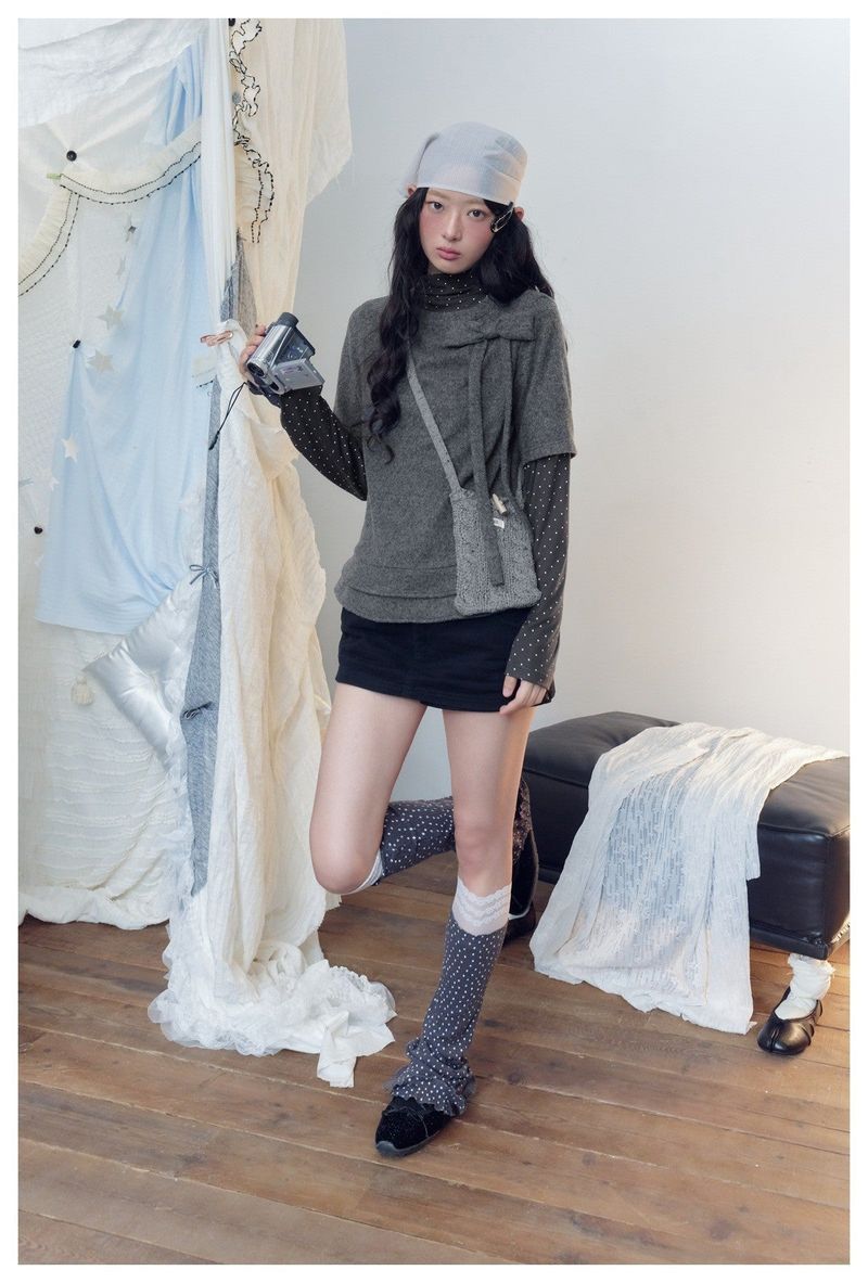 Grunge Layered Polka Dot Sweatshirt