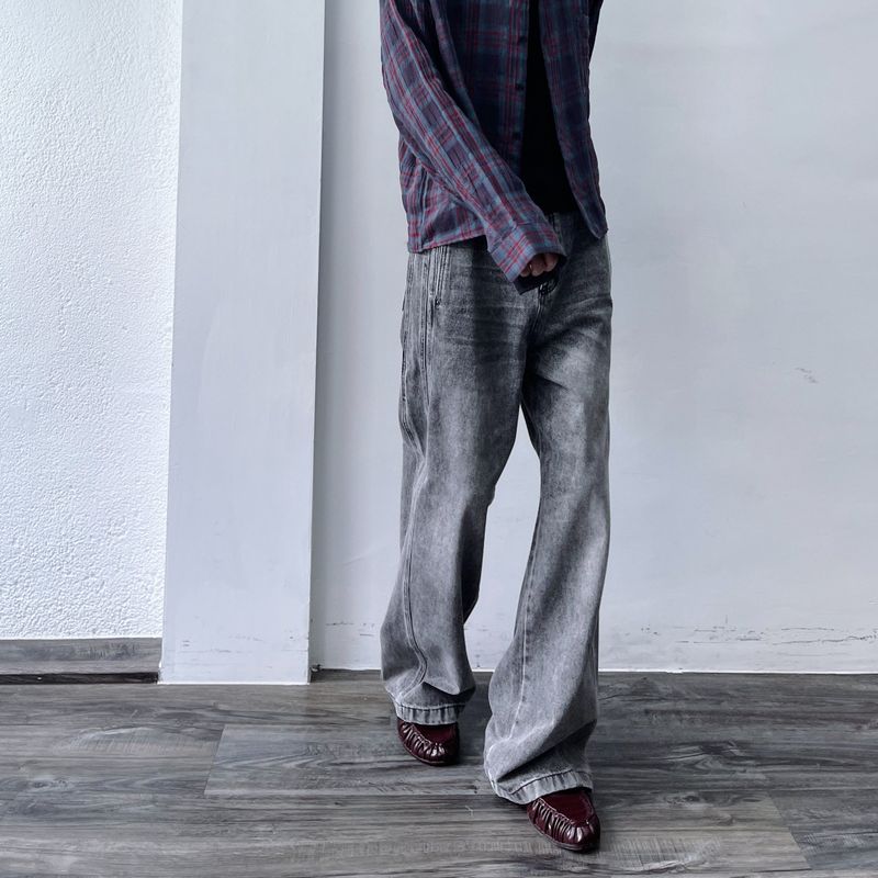 Stone Grey Denim Trousers