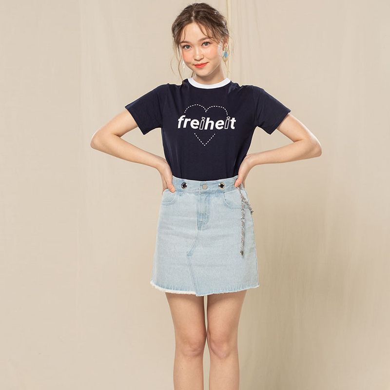 EYELET DENIM SKIRT (LIGHT)