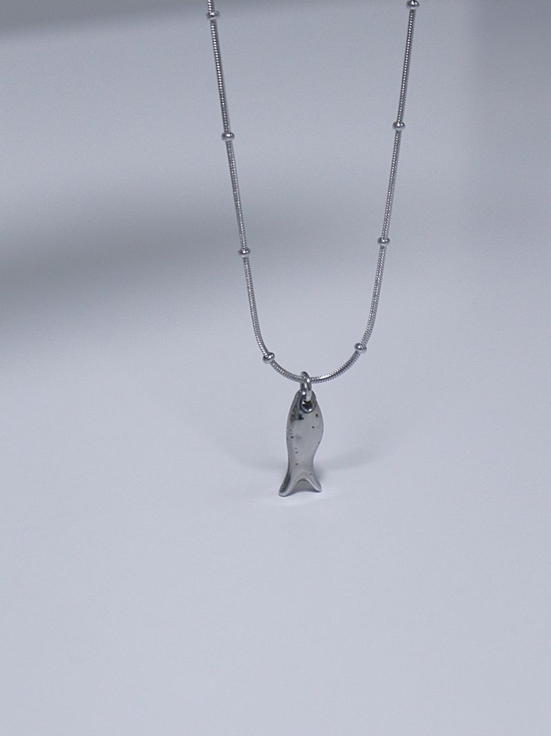 Surgical steel fish necklace