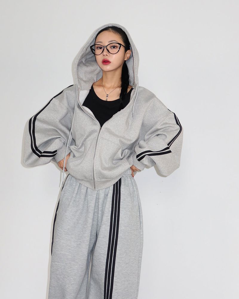 Breeze napping track Oversized-fit hooded zip-up