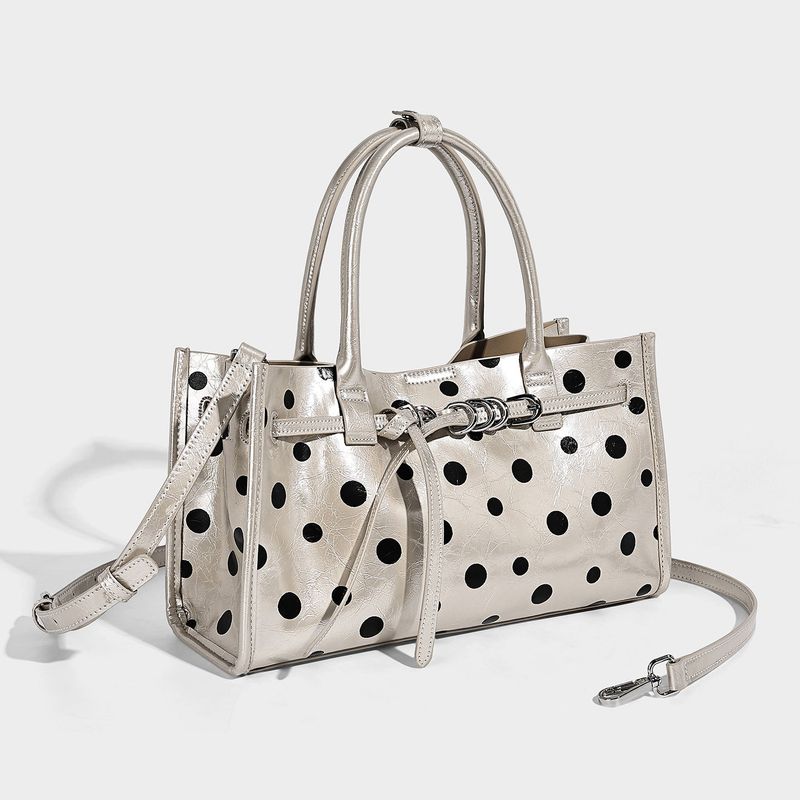 Dotcore Polka Dot Glossy Leather Tote Bag