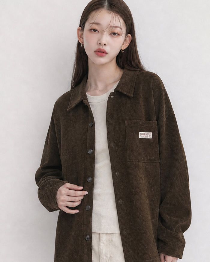 (UNISEX) Corduroy Shirt Cardigan
