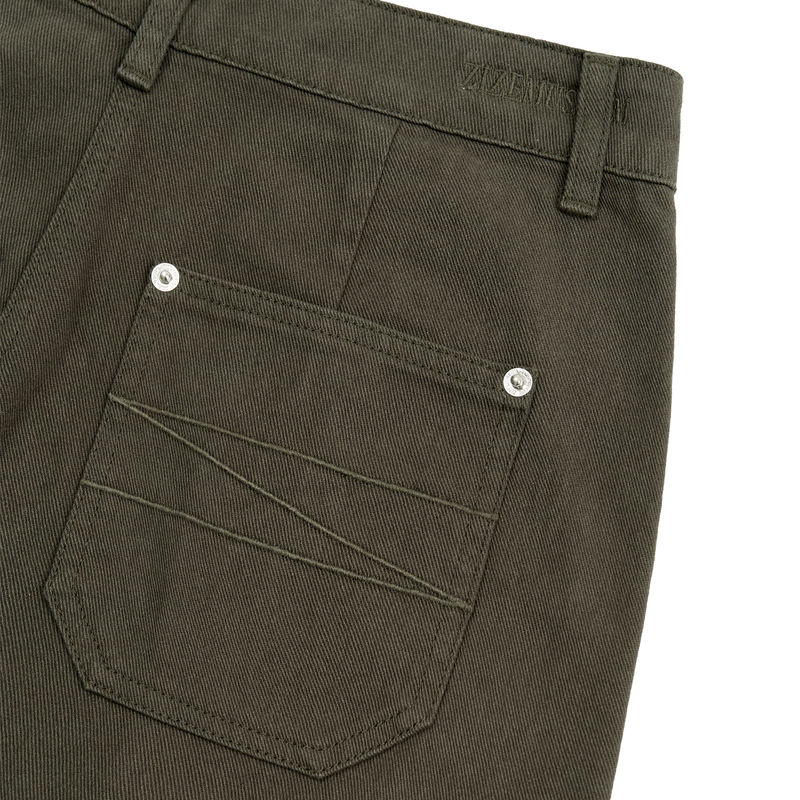 OFF-CENTER TUCK COTTON PANTS (KHAKI GRAY)