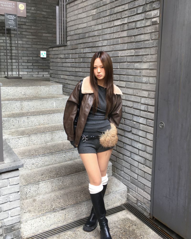 Vintage fur leather jacket