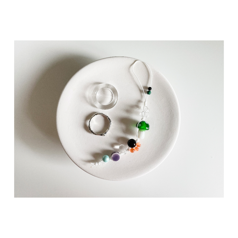 Green mushroom gemstone keyring