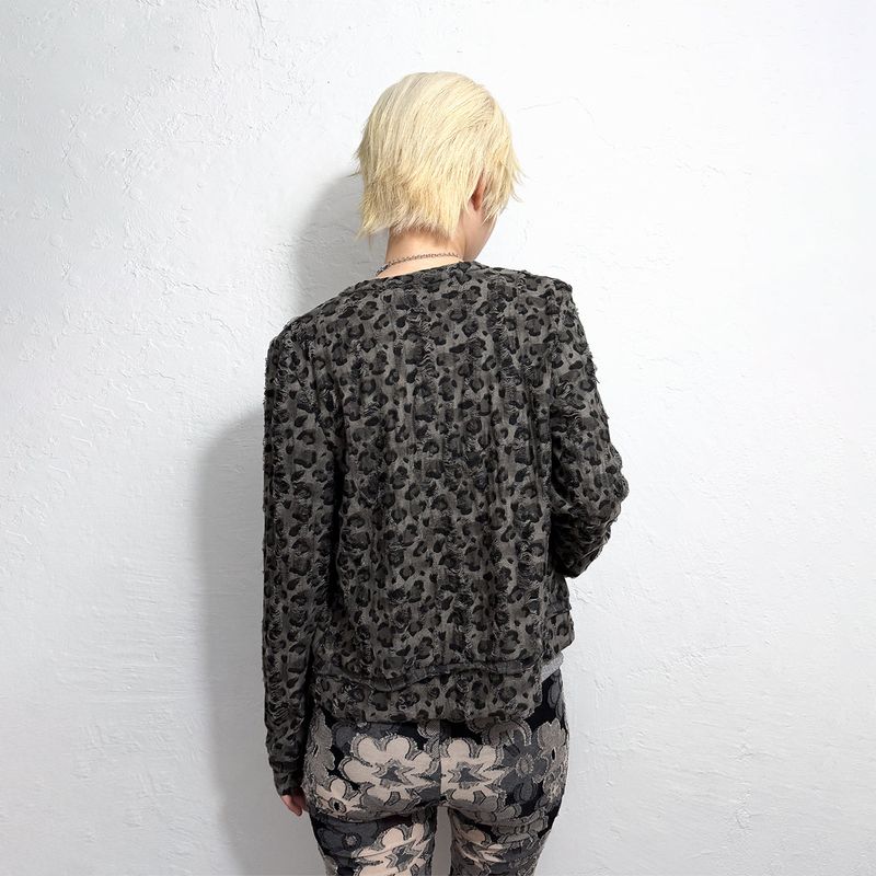 DISTRESSED LEOPARD CARDIGAN