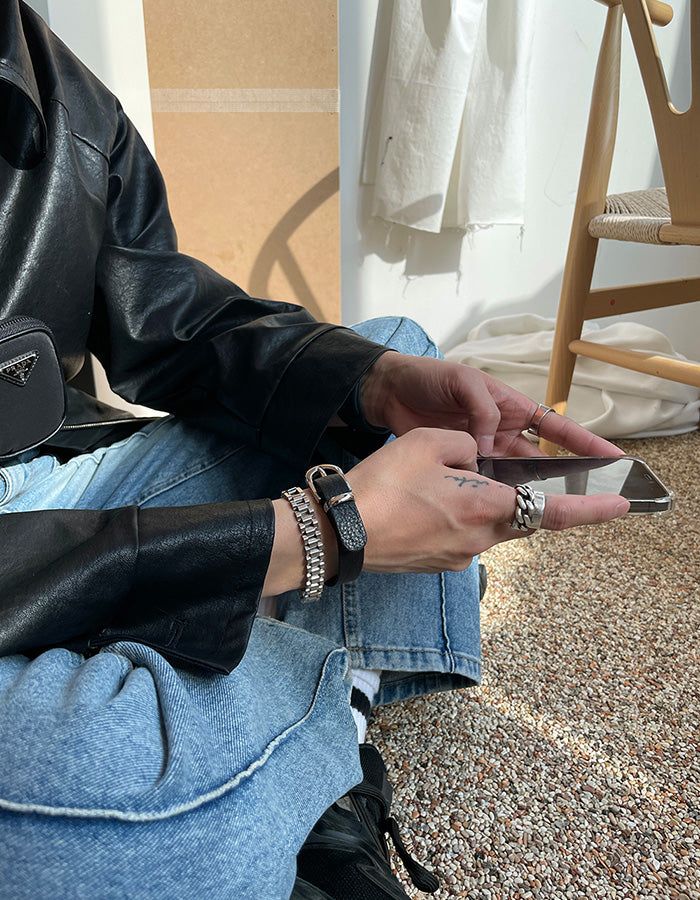 ASCLO Leather Belt Bracelet (2color)