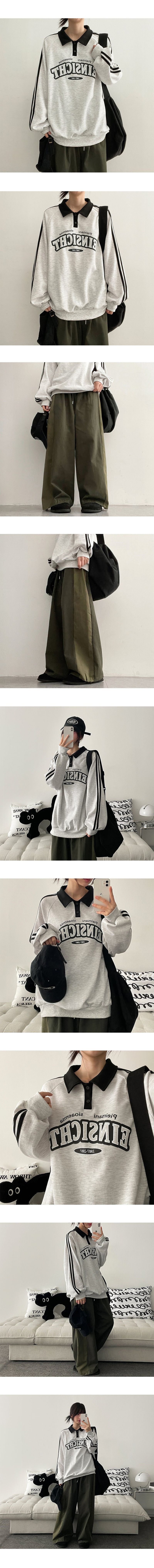 INS Double Line Coloring Collar Sweatshirt