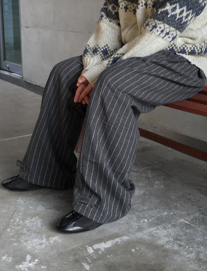 No.1503 wool stripe side tuck PT (3color)