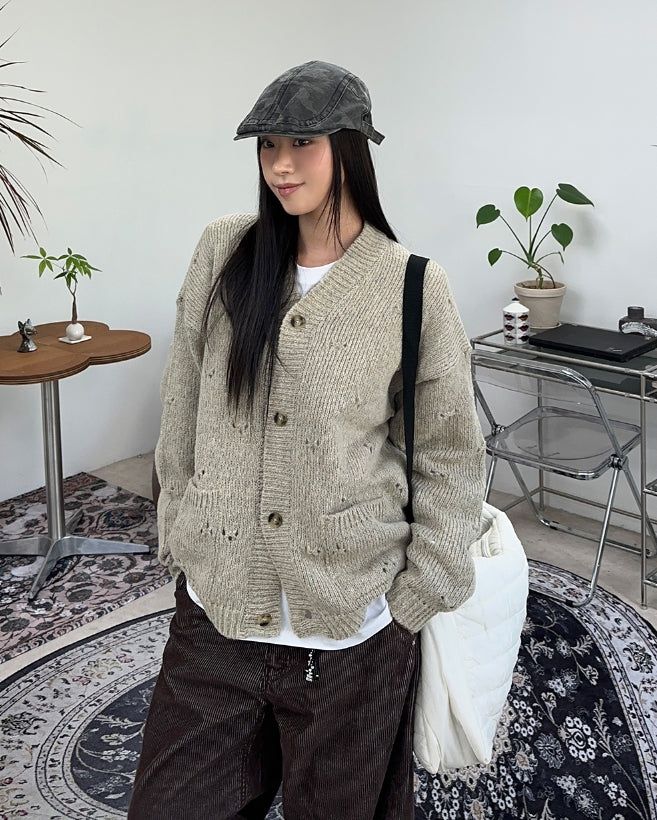 Alp Punching Knit Cardigan