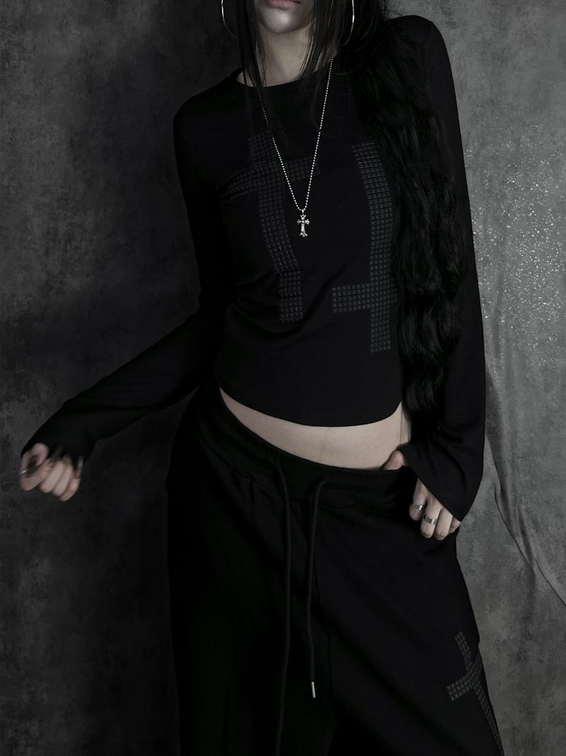 cross square stud T (2color)