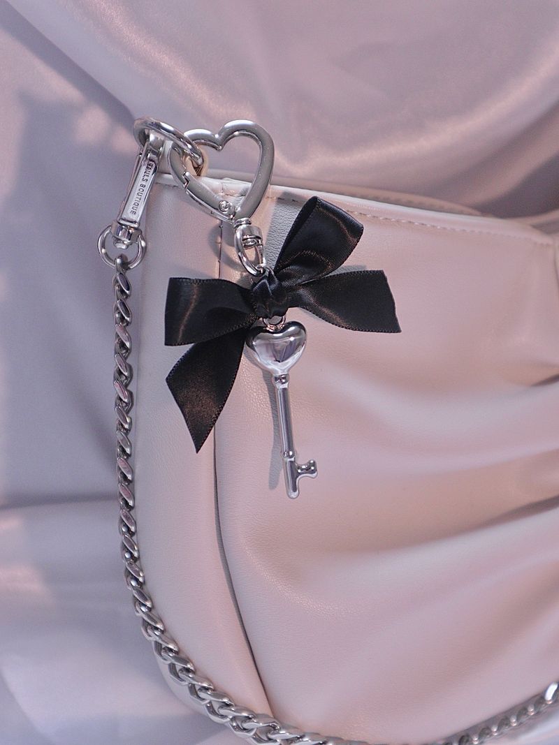 Black Ribbon Heart Key Keyring