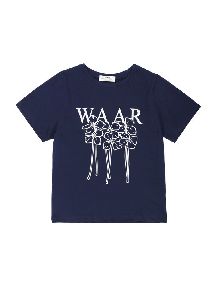 T1009 W FLOWER T-SHIRT_NAVY