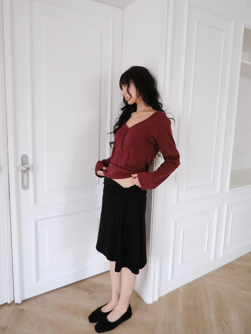 suede ribbon flat shoes