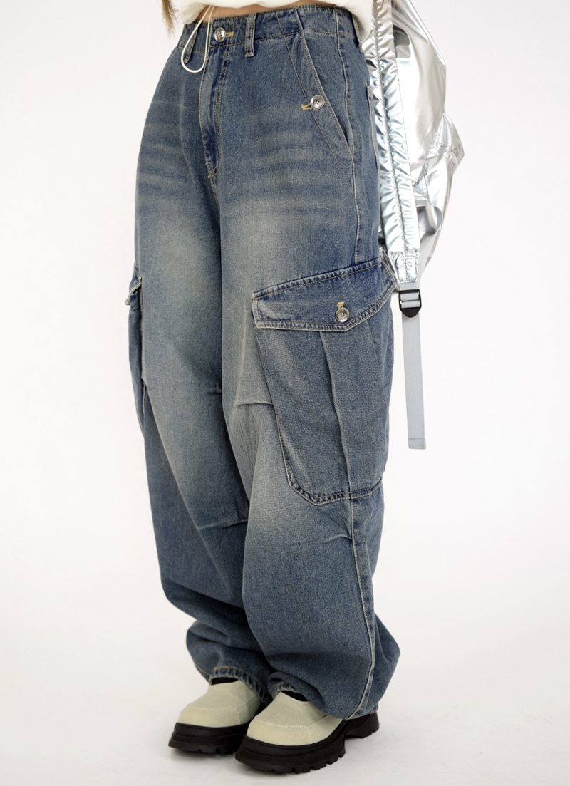 bel cargo denim pants(2color)