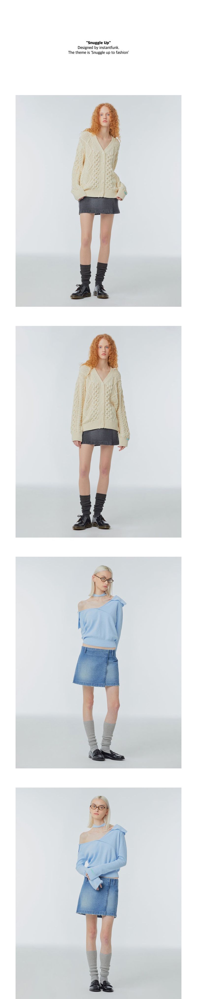 Wrap-front denim mini skirt