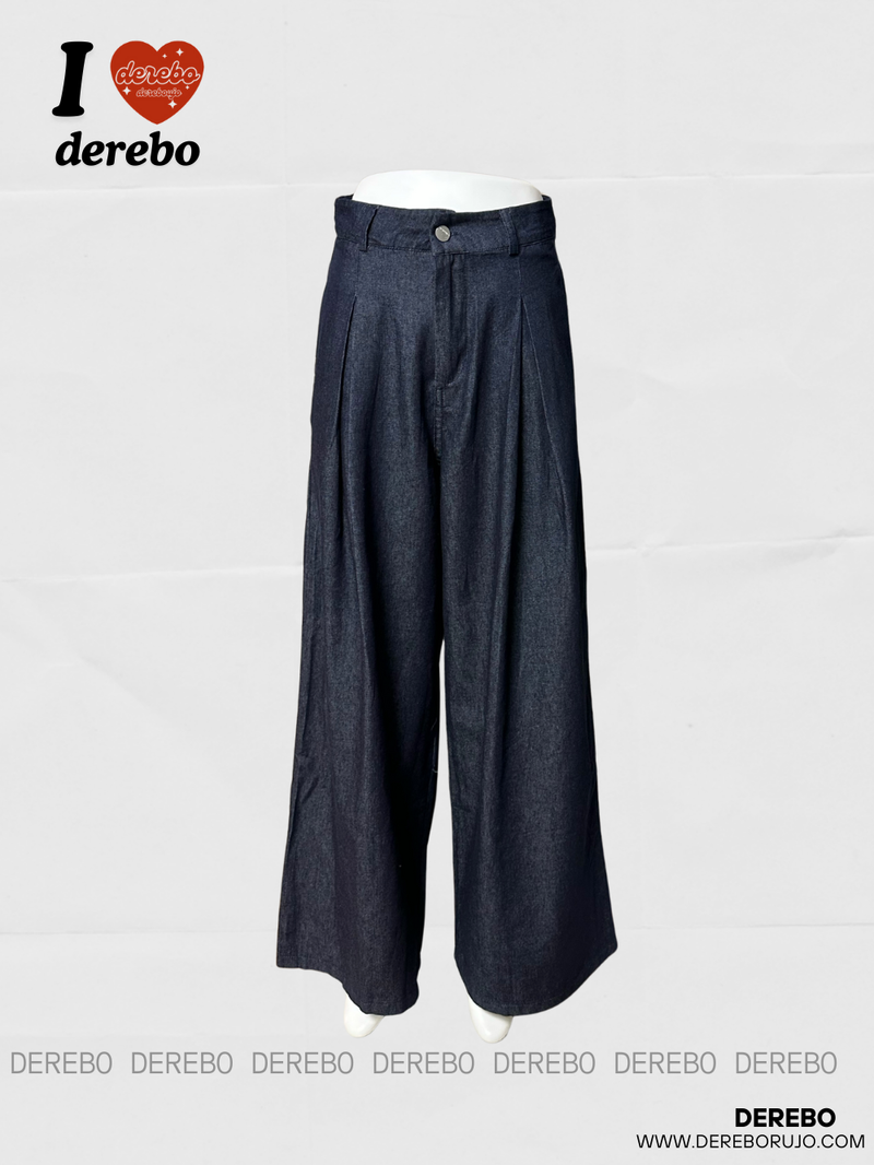 Dark blue denim vest pants two-piece