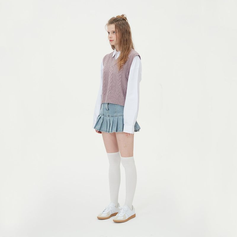 CABLE KNIT VEST_PURPLE