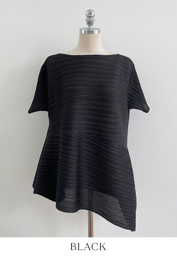 Lubat Unbalanced Pleated Blouse