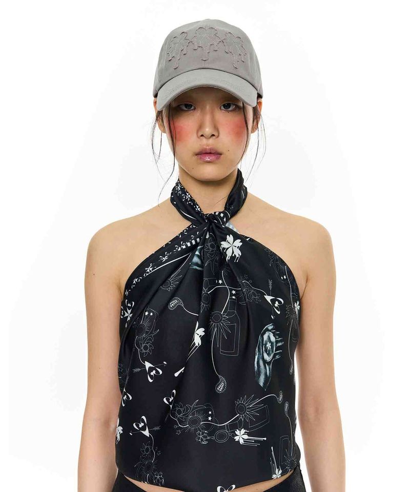 Dripping Patch Ball Cap _ Grey