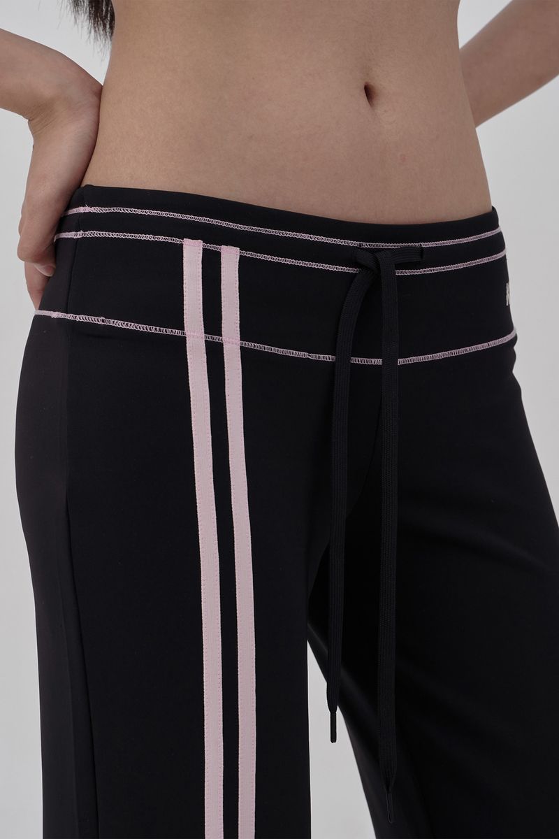 Bella pink line track pants, Black