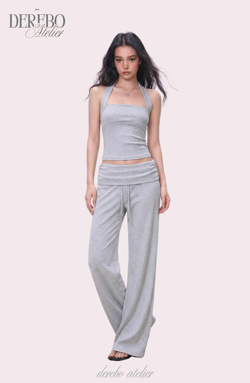 Object Sleeveless Flare Pants Sweat Suit Set (SET)
