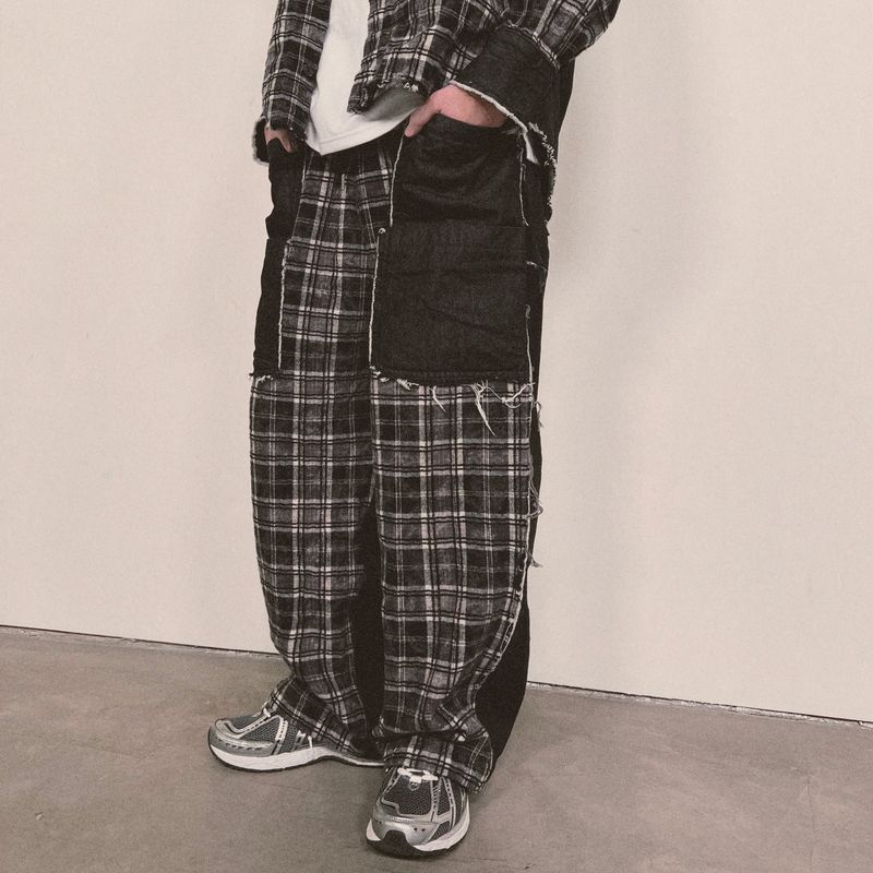 grunge burner check pants_black
