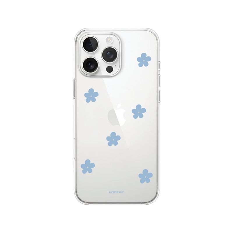 [handmade] blue flower pearl pattern jelly hard case