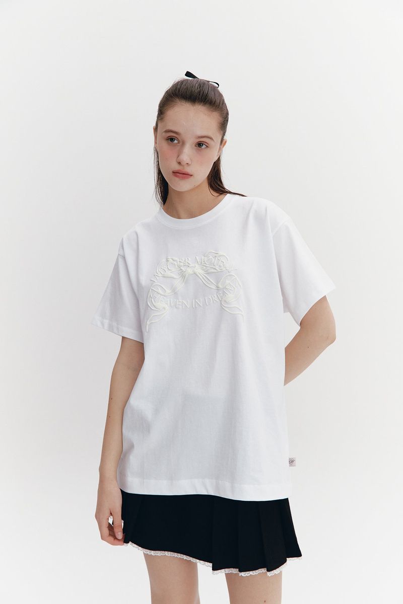 Ribbon Boxy T White