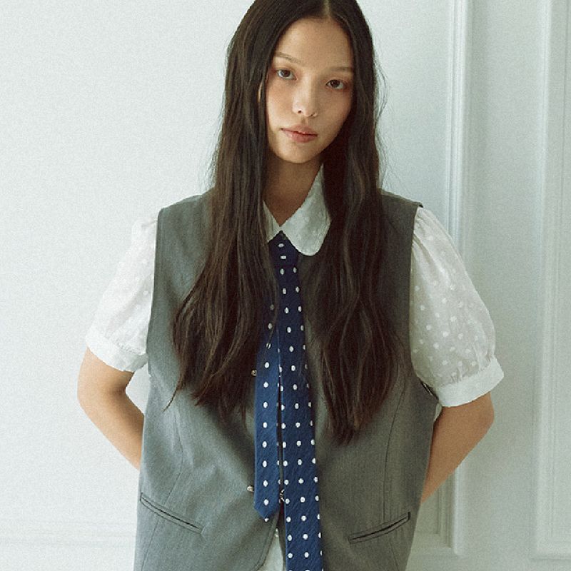 DOT pattern slim tie (navy)