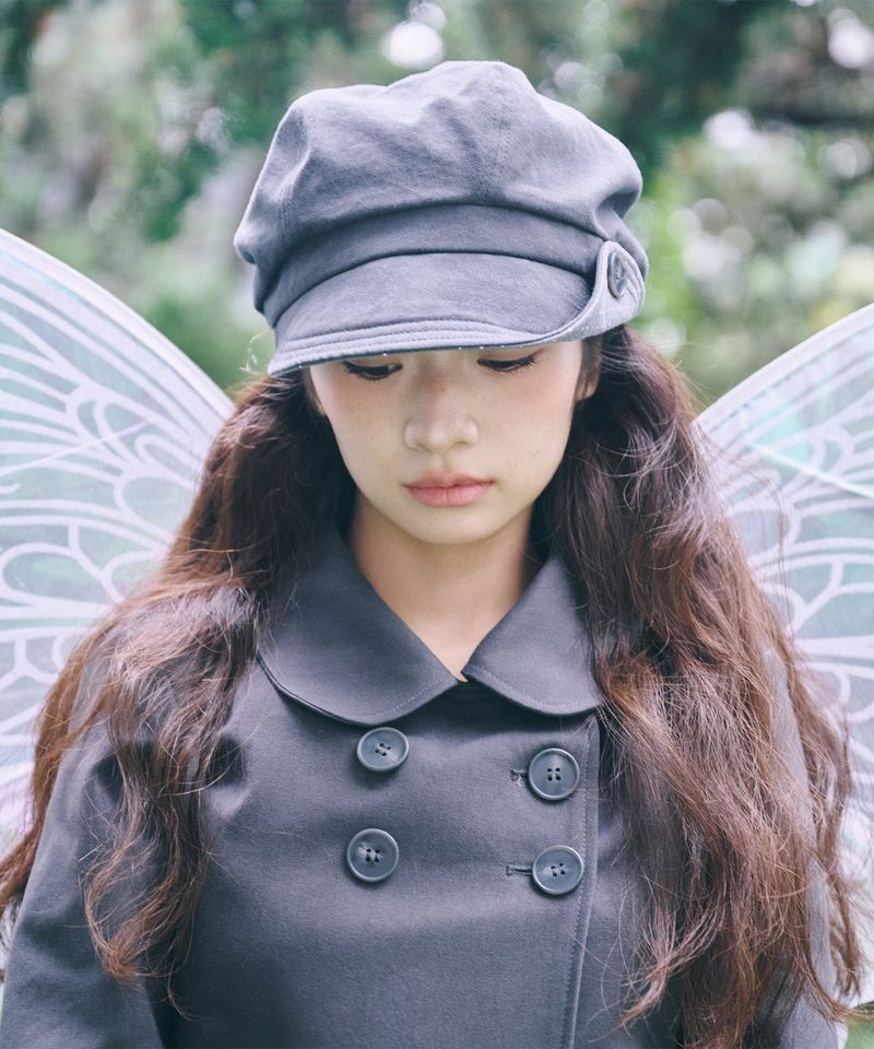 BUTTON NEWSBOY CAP - CHARCOAL