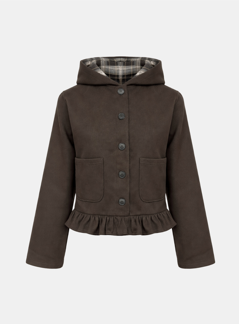 Chloe Check-Lined Hood Jacket