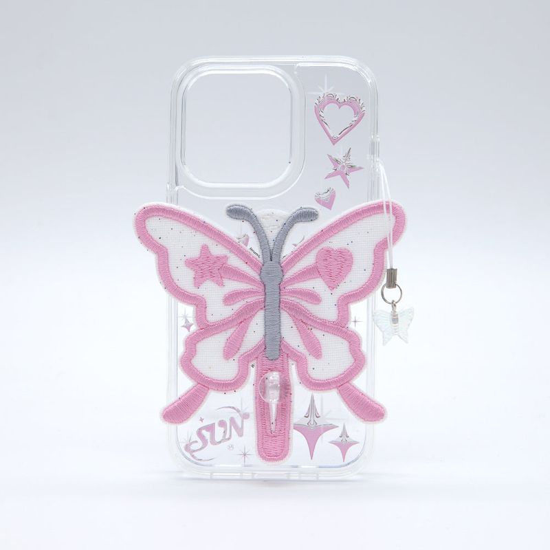 seconduniquename（セカンドユニークネーム）の「SUN CASE CLEAR  PATCH BUTTERFLY PINK（Smartphone Accessories）」