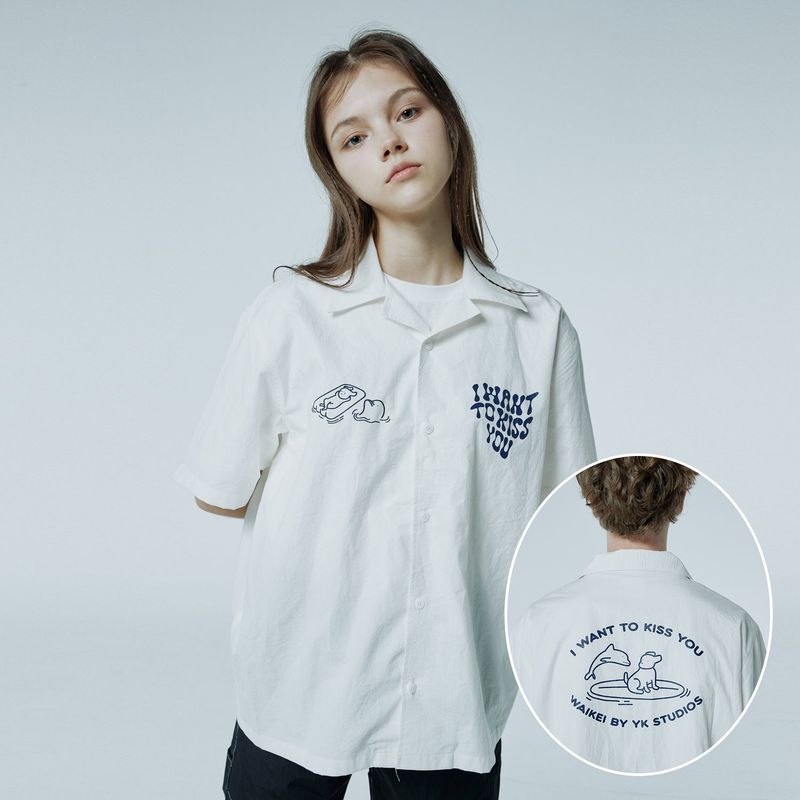Puppy dolphin open collar shirts