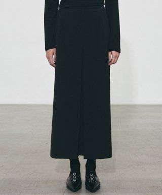INVERTED BANDING LONG SKIRT_BLACK