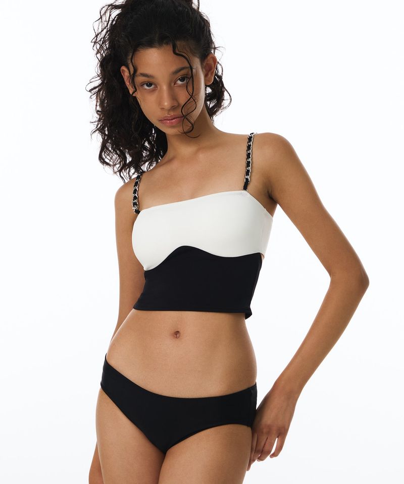 VINAJ(ビナジェイ)の「Chain Contrast Tube Top Bikini Bra (Black)(Swimwear)」