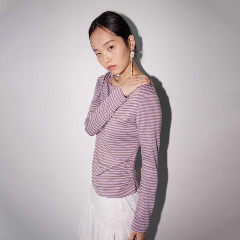 Stripe unbalance long sleeves