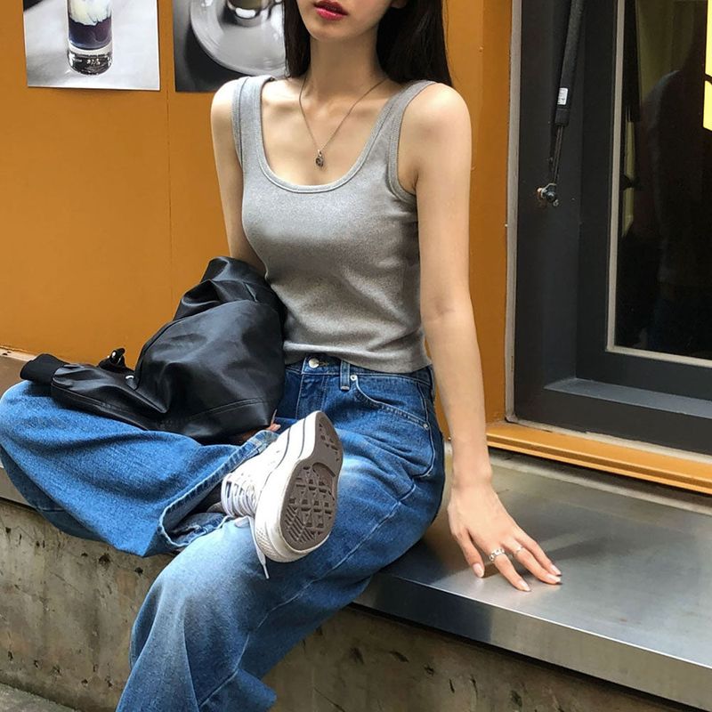 [BELLIDE MADE] Basic rib U-neck camisole