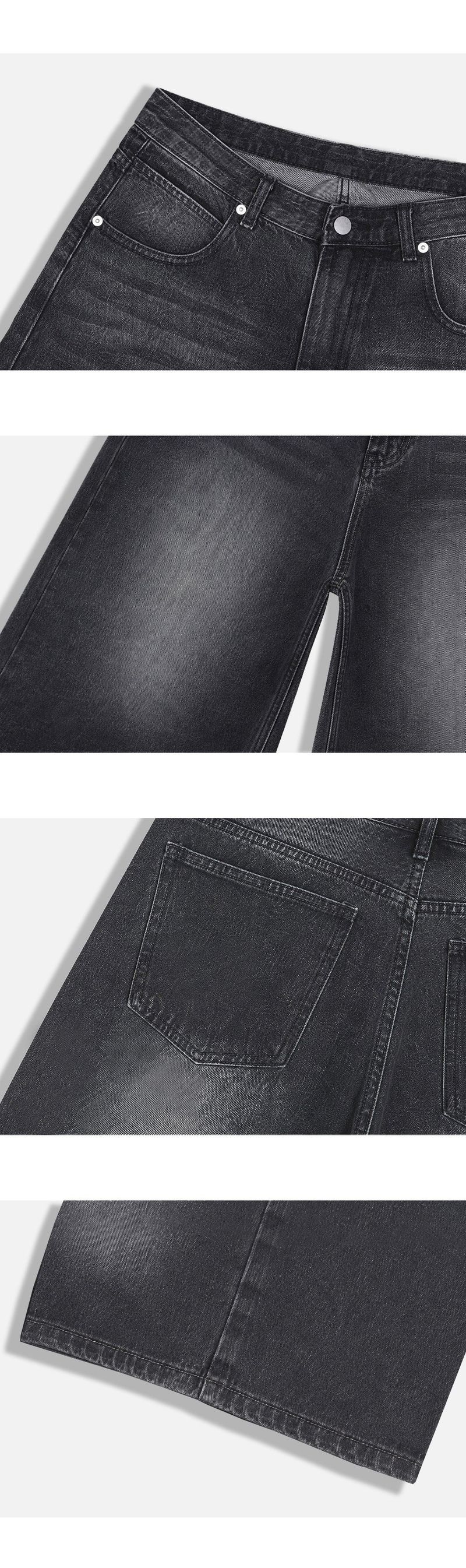 basic washing bermuda denim pants (black)
